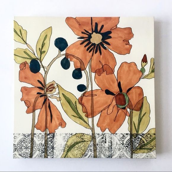 2pc Set Graphic Floral Print Canvas Wrapped Frames - Picture 6 of 8